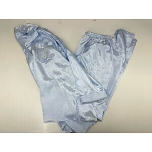 Heavenly Bodies Womens Pajama Set Size Medium Blue Silky Two-Piece Set VTG